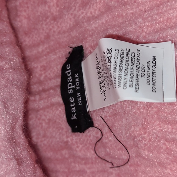 KATE SPADE 3pc Pink Knit Hat Scarf & Gloves Set with Black Bows - Picture 4 of 13